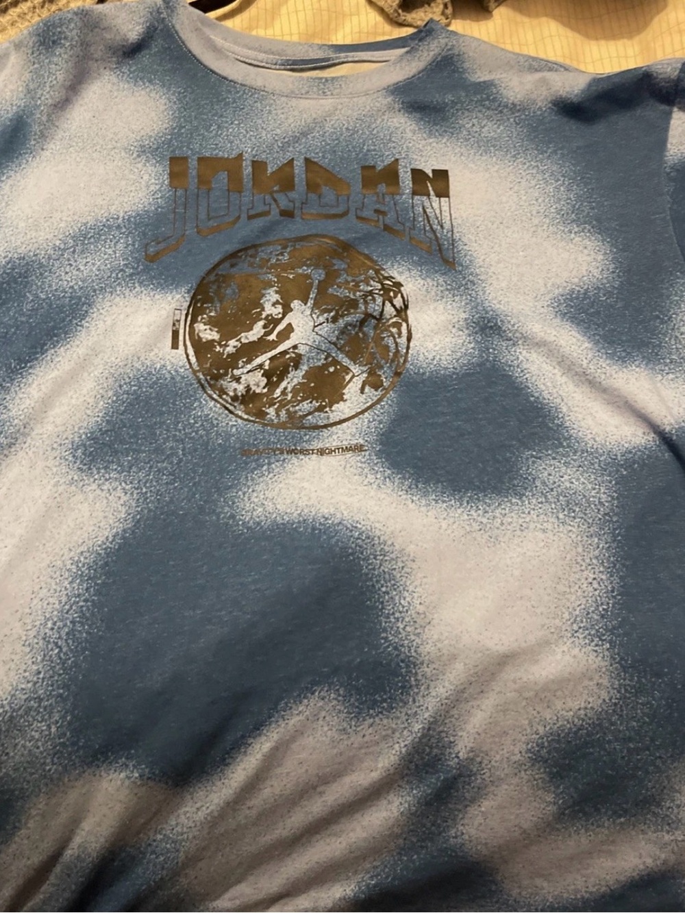 Jordan Men’s Light Blue and White Tie-Dye Graphic Tee